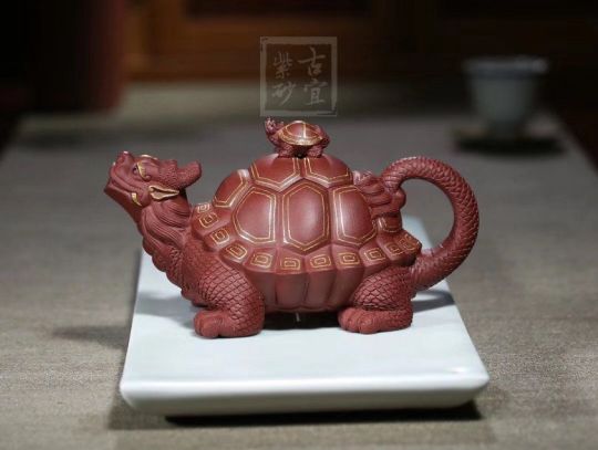 《金龜出?！芬伺d紫砂壺高級工藝美術師純手工底槽青創新壺茶壺紫砂茶具